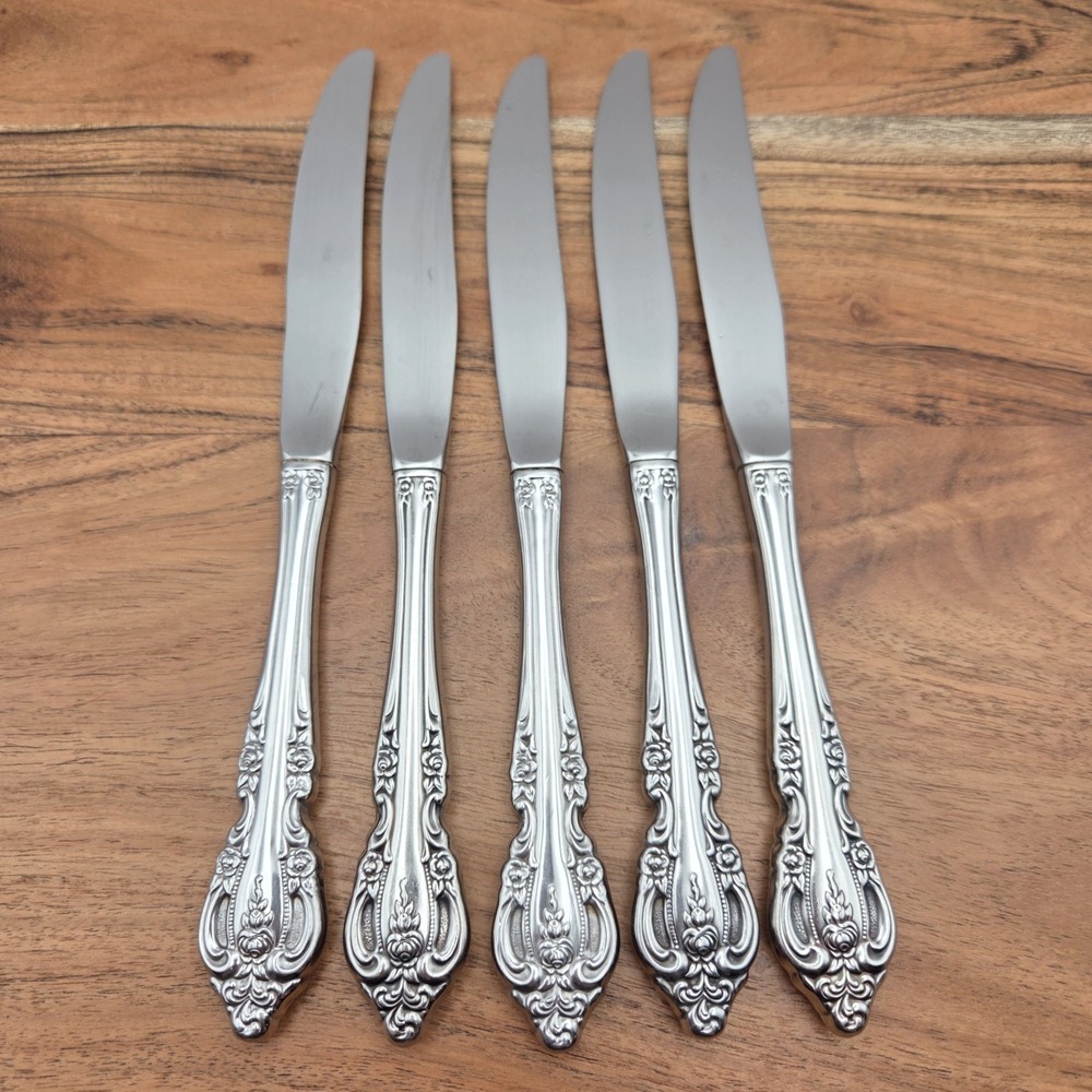 Set Of 5 Oneida Community Brahms Stainless Steel 18/10 Dinner Knives